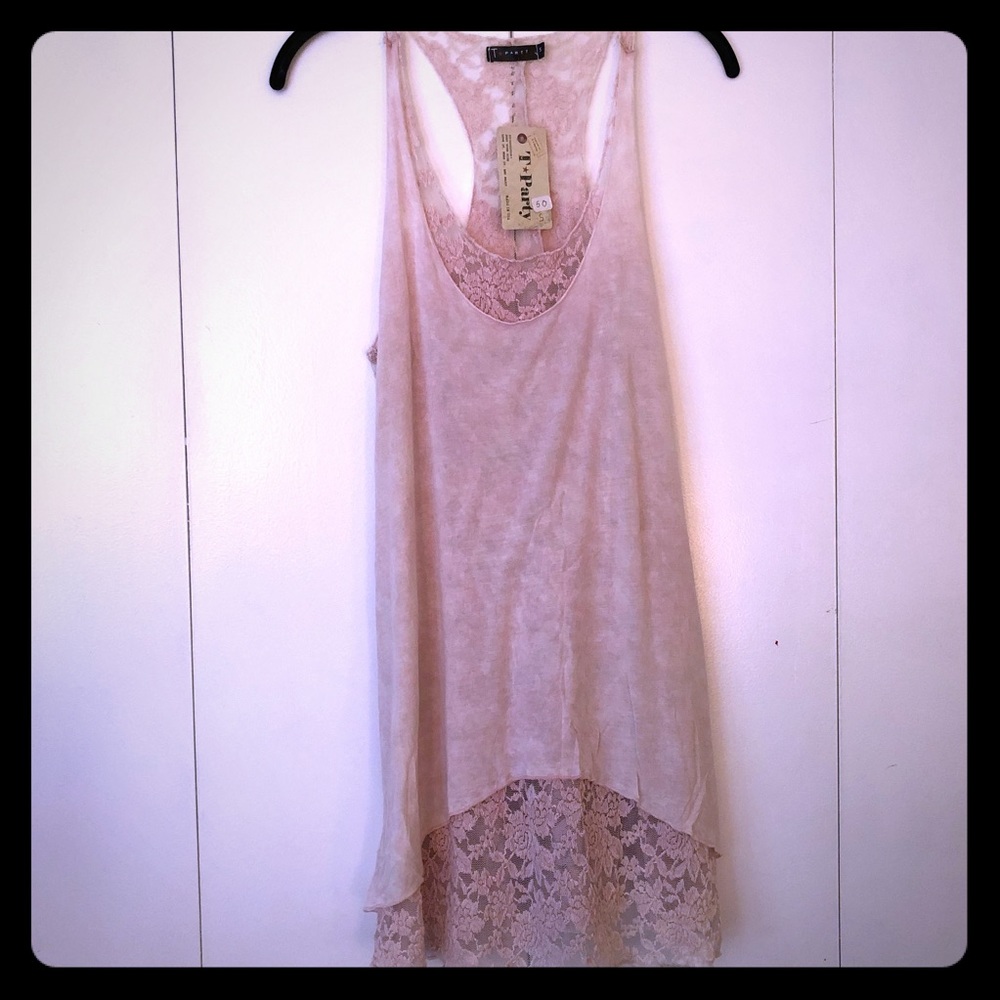 Lace, Pink Tunic Tank Top. So Pretty!